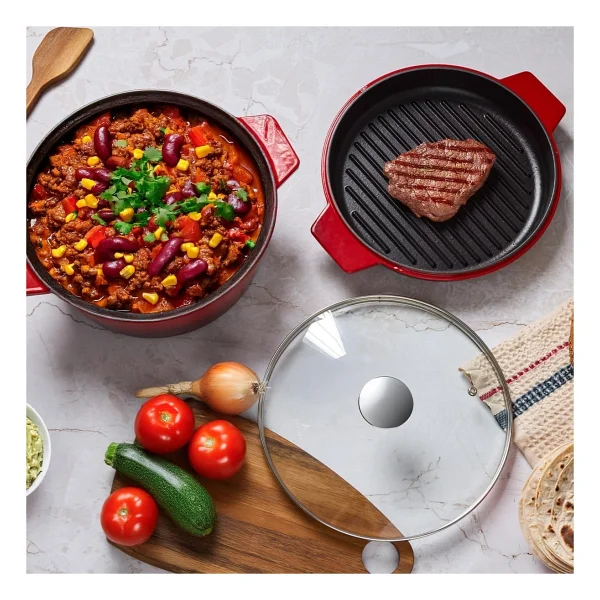 Aryıldız Duo Cast Iron Kırmızı 24 Cm Döküm Tencere - Görsel 2