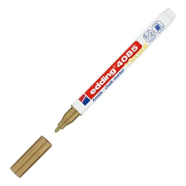 Edding 4085 Kara Tahta ve Cam için 1-2 mm Yuvarlak Uçlu Likit Tebeşir Kalemi Altın
