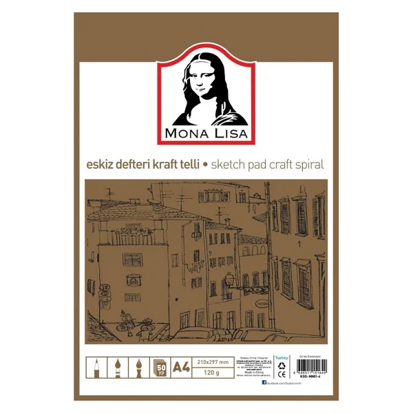 Mona Lisa Eskiz Defteri Telli Kraft A4 100 Gr 50 Yp Mn01 4 - Görsel 2