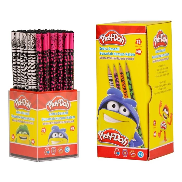 Play-Doh Zebra Desenli Yuvarlak Kurşun Kalem 72'li Stand Play-Kk010 - Görsel 2
