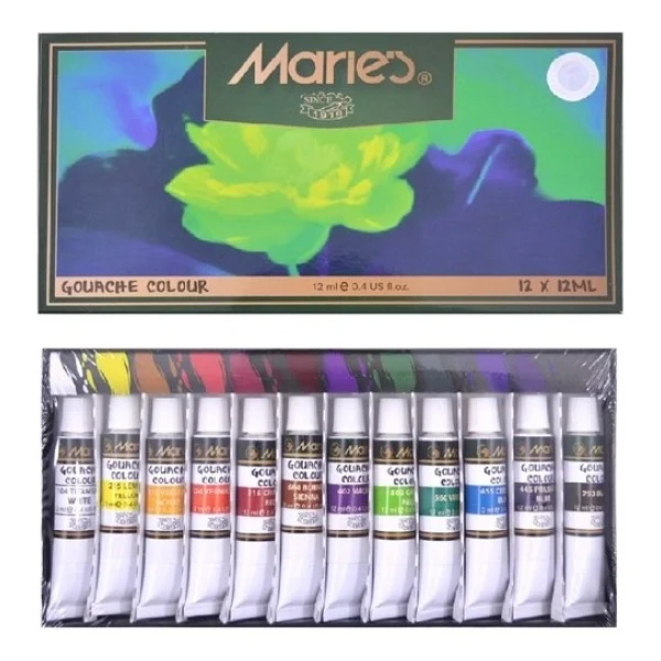 Maries 12 Ml 12 Renk Tüp Guaj Boya - Görsel 6