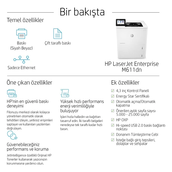 Hp Laserjet Enterprise M611dn 7ps84a Lazer Yazıcı - Görsel 6