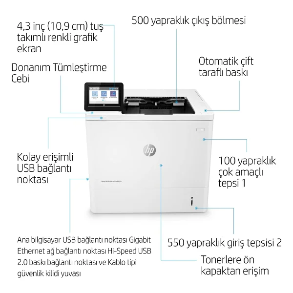 Hp Laserjet Enterprise M611dn 7ps84a Lazer Yazıcı - Görsel 2