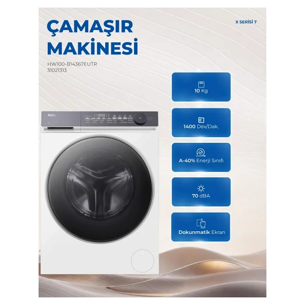 Haier Hw100-B14367eu 1400 Devir 10 Kg Çamaşır Makinesi - Görsel 5