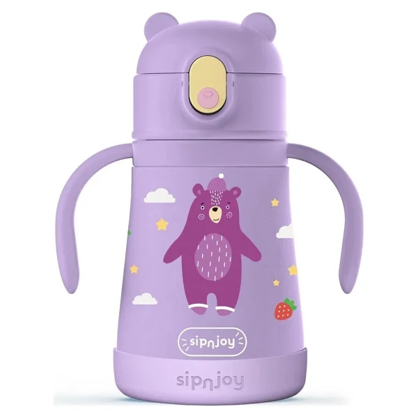 Sipnjoy - Sippypals Çocuk Su Termosu 360 Ml - Mor (5 Adet) - Görsel 2
