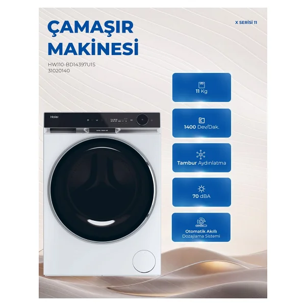 Haier X Series 11 Hw110-Bd14397u1 11 Kg 1400 Devir Çamaşır Makinesi - Görsel 10