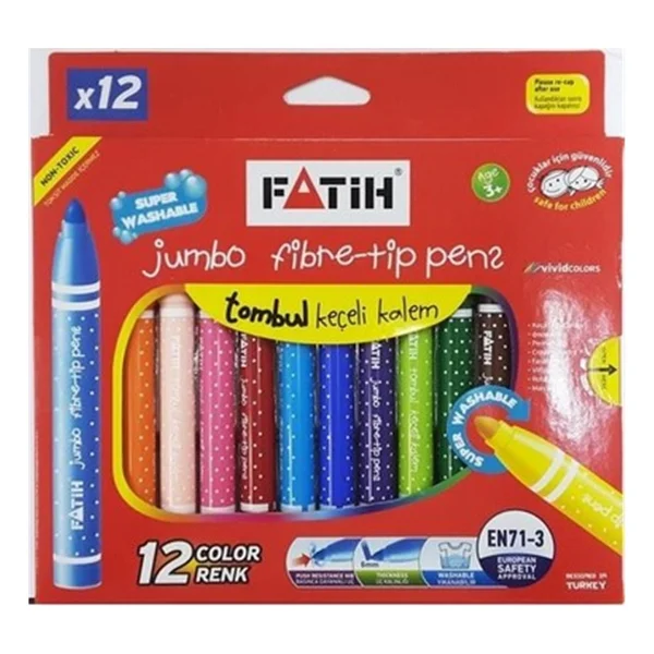 Fatih Yıkanabilir 12'li Jumbo Keçeli Kalem Seti - Görsel 2