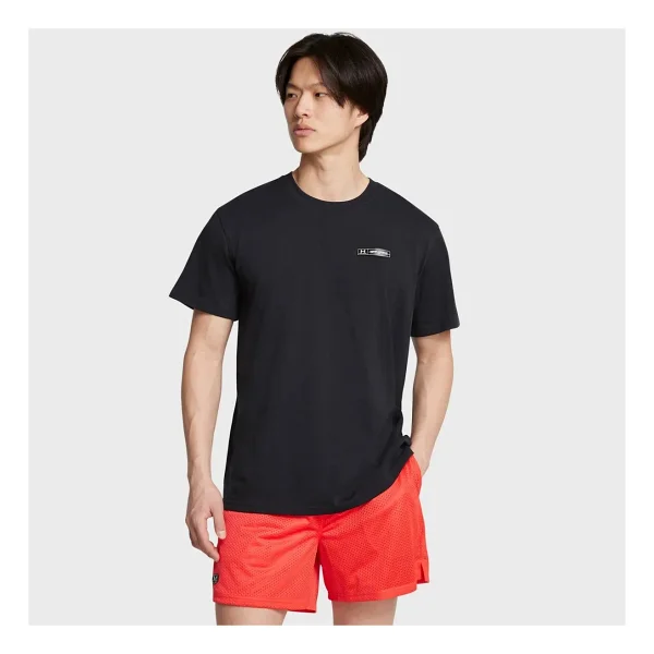 Under Armour Heavyweight Armour Label 1382831-001 Siyah Kısa Kollu Bisiklet Yaka Erkek Tişört
