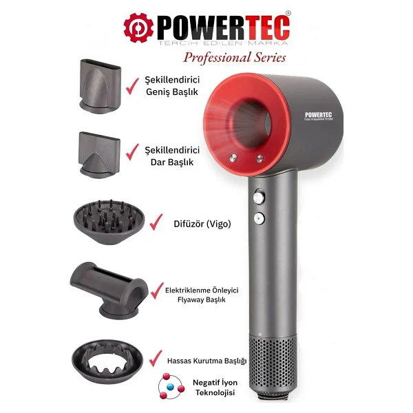 Powertec Tr-3333 Plazma 2400 W Saç Kurutma Makinesi - Görsel 7