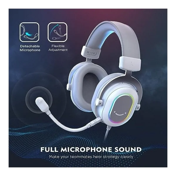 Fifine Ampligame H6 Beyaz RGB Kablolu Kulak Üstü Oyuncu Kulaklığı - Görsel 10