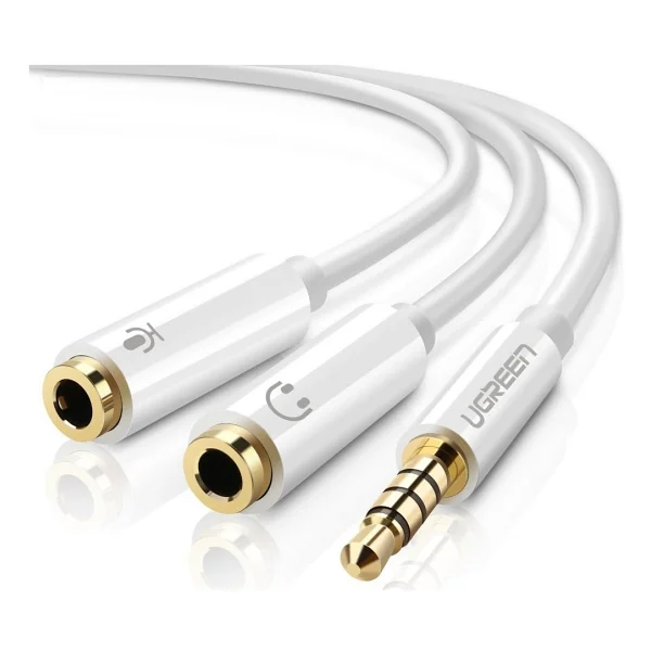Ugreen Mikrofon ve Kulaklık Aksesuarı Ayırıcı 3.5mm Y Kablo Beyaz - Görsel 6