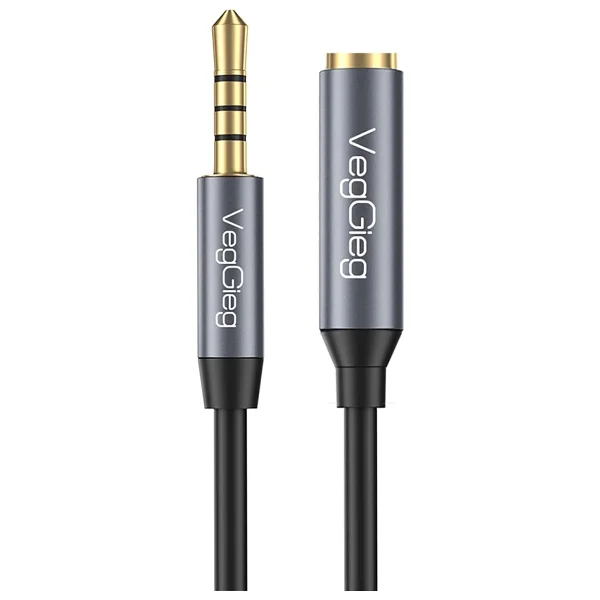 Veggieg 3.5mm Trss Aux Kulaklık Mikrofon Ses Uzatma Kablosu 1 Metre - Görsel 6