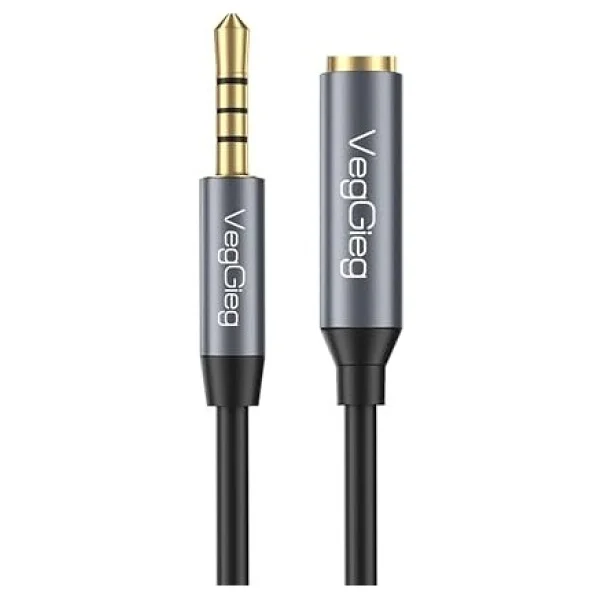 Veggieg 3.5mm Trss Aux Kulaklık Mikrofon Ses Uzatma Kablosu 1 Metre - Görsel 2