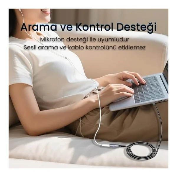 Veggieg 3.5mm Trss Aux Kulaklık Mikrofon Ses Uzatma Kablosu 1 Metre - Görsel 5