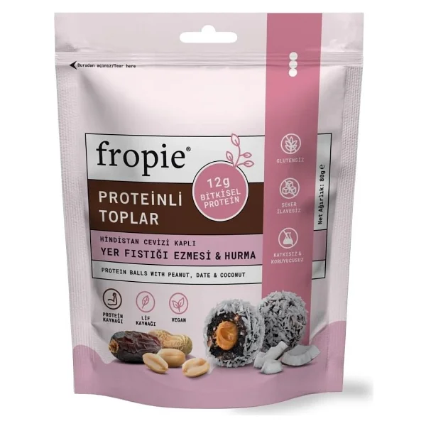 Fropie Protein Topları - Hindistan Cevizi Kaplı & Yer Fıstığı Ezmeli 80 Gr - Görsel 3