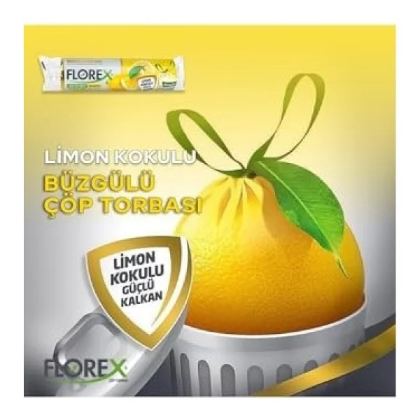 Florex Limon Kokulu Büzgülü Büyük Boy Çöp Poşeti 10'lu 5 Adet - Görsel 4