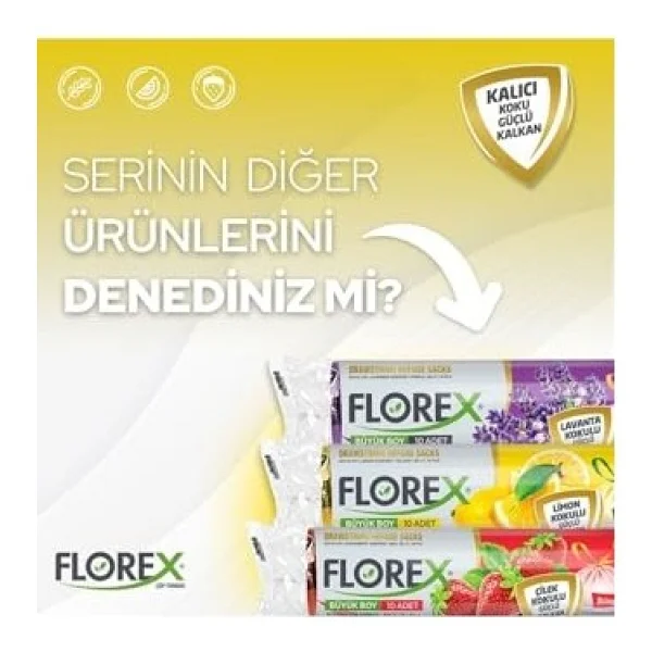 Florex Limon Kokulu Büzgülü Büyük Boy Çöp Poşeti 10'lu 5 Adet - Görsel 5