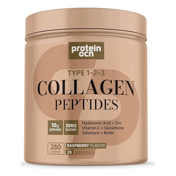 Proteinocean Collagen - Kolajen Ahududu - 6 Vitamin İlaveli - Tip 1,2,3 - 250g 25 Servis - Görsel 3