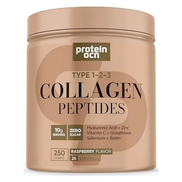 Proteinocean Collagen - Kolajen Ahududu - 6 Vitamin İlaveli - Tip 1,2,3 - 250g 25 Servis - Görsel 2