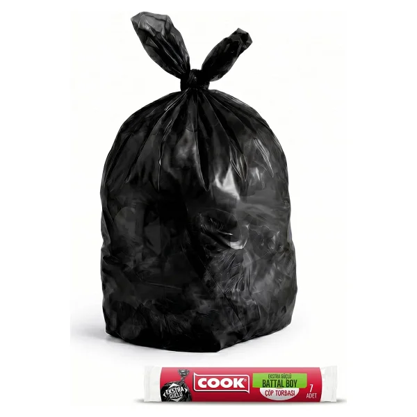 Cook Ekstra Dayanıklı Çöp Torbası, Battal Boy, 72 X 95 Cm, 7 Yaprak, Siyah - Görsel 5