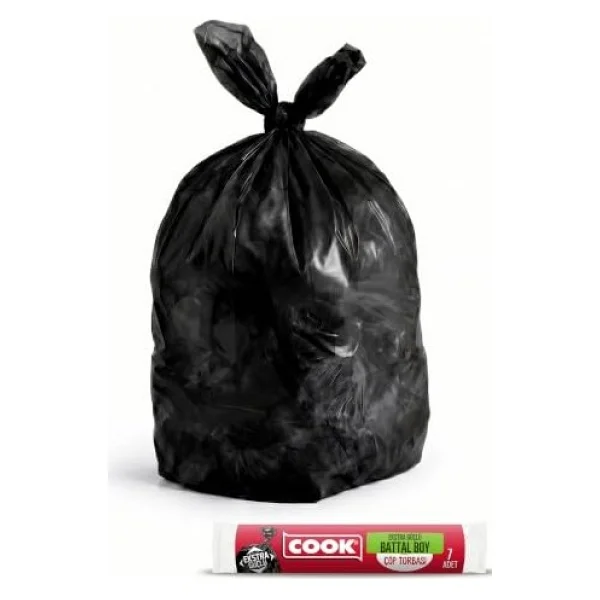 Cook Ekstra Dayanıklı Çöp Torbası, Battal Boy, 72 X 95 Cm, 7 Yaprak, Siyah - Görsel 2