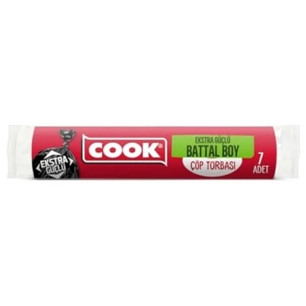 Cook Ekstra Dayanıklı Çöp Torbası, Battal Boy, 72 X 95 Cm, 7 Yaprak, Siyah - Görsel 3