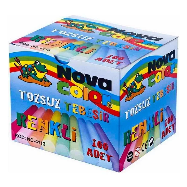 Nova Color Nc-4113 100'lü Tozsuz Renkli Tebeşir - Görsel 2