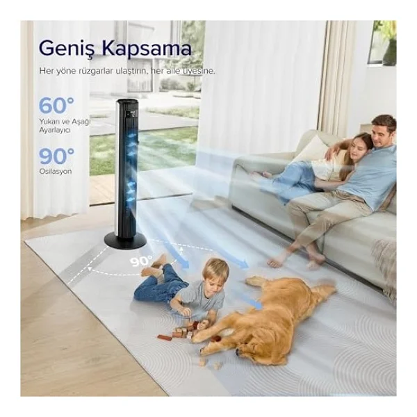 Levoit Kule Vantilatör Için Yatak Odası, 7,5 M/S, 23 W, 25 Db Sessiz Sütun, Uzaktan Kumandalı, - Çok Renkli - Görsel 4