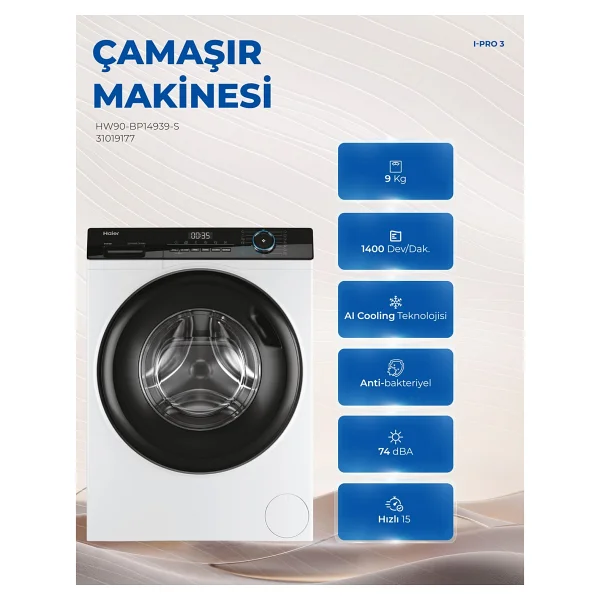 Haier Hw90-Bp14939 1400 Devir 9 Kg Çamaşır Makinesi - Görsel 5