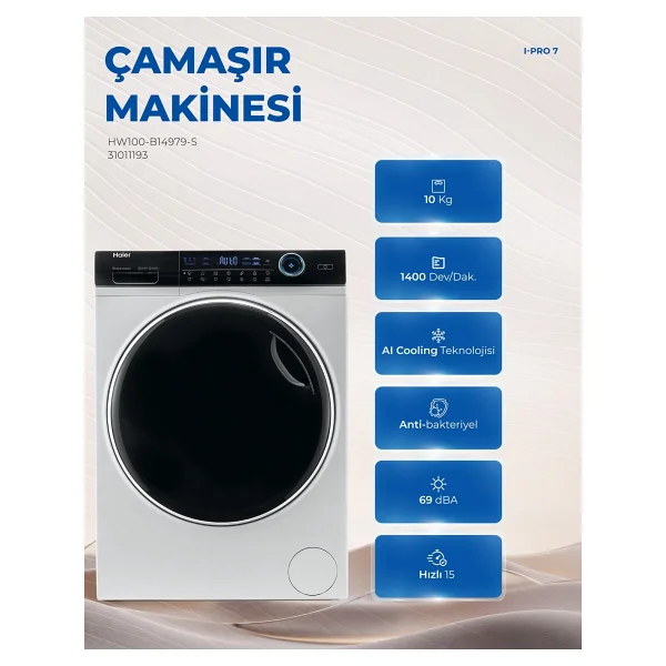 Haier Hw100-B14979 10 Kg 1400 Devir Çamaşır Makinesi - Görsel 5