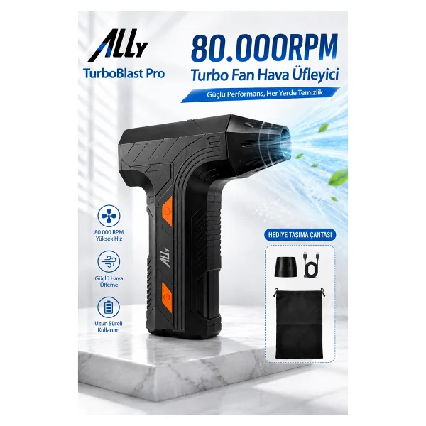 Ally Turboblast Pro Turbo Fan ,Hava Üfleyici 80000rpm - Görsel 9