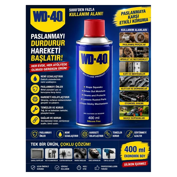 Wd-40 Yağlayıcı Ve Pas Sökücü 350 Ml - Görsel 10