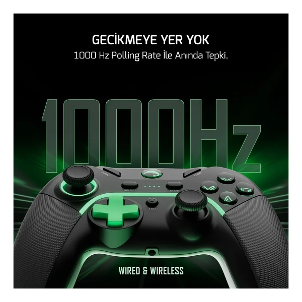 Gamepower Vitrus Hall Effect Joystickli Kablosuz Siyah Gamepad (2.4g/Bluetooth) (PC Uyumlu) - Görsel 3