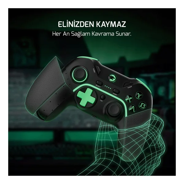 Gamepower Vitrus Hall Effect Joystickli Kablosuz Siyah Gamepad (2.4g/Bluetooth) (PC Uyumlu) - Görsel 8