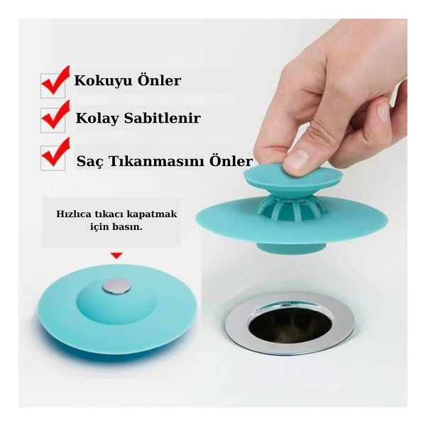 Buffer Silikon Malzeme Banyo Mutfak Gider Evye Lavabo İçine Çöp Tıpası Kaydırmaz Süzgeç Çeşitleri M - Görsel 2