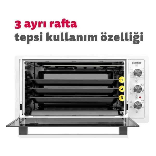 Simfer 4546 45 Lt Beyaz Turbo Midi Fırın - Görsel 9