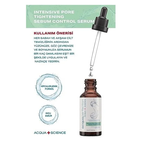 Acqua Perfection Sivilce Önleyici, Siyah Nokta Ve Gözenek Karşıtı Arındırıcı Cilt Bariyeri Güçlendirici Bakım Serumu (%5 Niacinamide + %1 Zinc) 30ml, Akneli, Yağlı Ciltler İçin Sebum Dengeleyici - Görsel 3