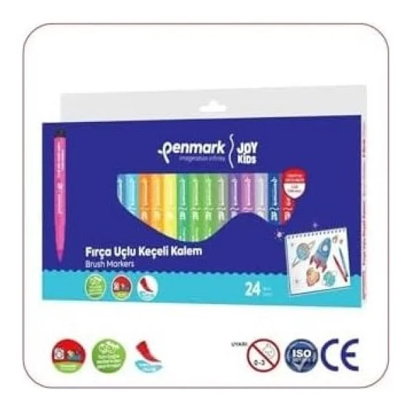 Penmark Süper Yıkanabilir 24'lü Fırça Uçlu Keçeli Kalem Seti - Görsel 2
