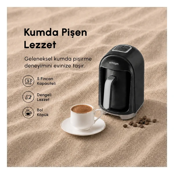 Emsan Kumda Black Türk Kahve Makinesi - Görsel 2