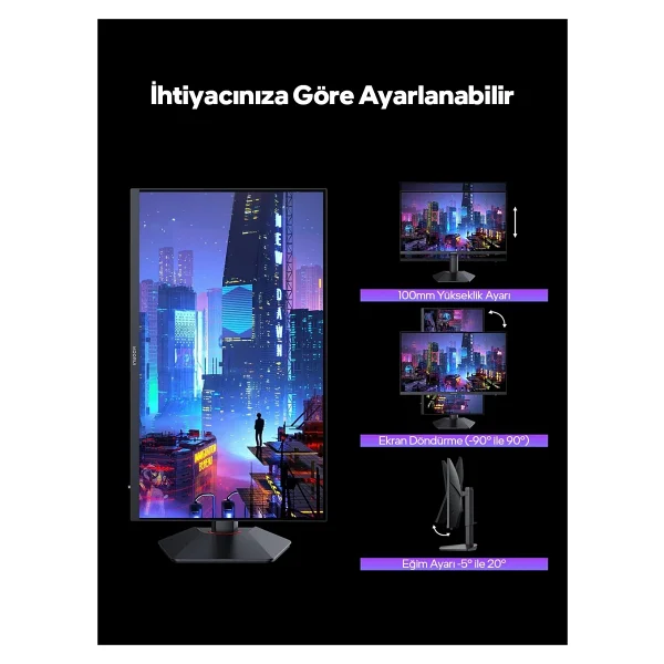 Koorui G2721e 27" 1 Ms 2k Pivot Ips 320 Hz Oyuncu Monitörü - Görsel 4