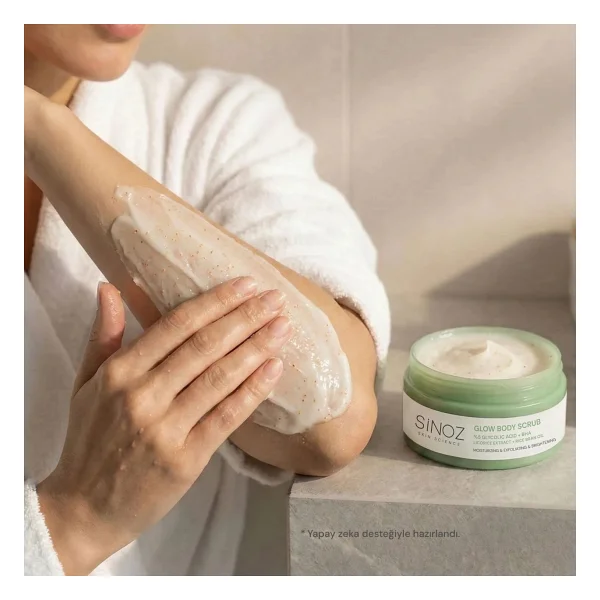 Sinoz Nemlendirici, Arındırıcı Ve Aydınlatıcı Glow Vücut Peelingi %5 Glikolik Asit 200 Gr - Görsel 6