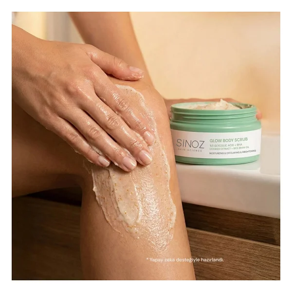 Sinoz Nemlendirici, Arındırıcı Ve Aydınlatıcı Glow Vücut Peelingi %5 Glikolik Asit 200 Gr - Görsel 7