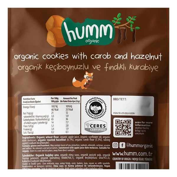 Humm Organic Keçiboynuzlu Ve Fındıklı Kurabiye 55 Gr - Görsel 5