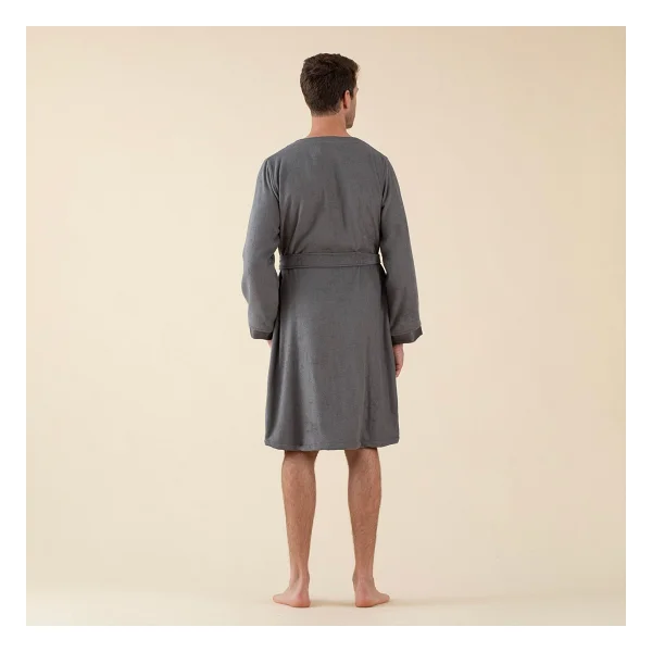 Chakra Floss Bambu Koyu Unisex Bornoz - Gri - Görsel 5