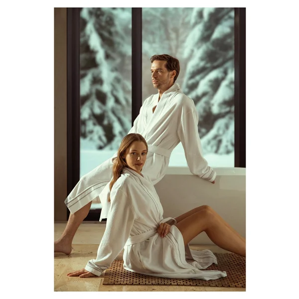 Chakra Natura Bambu Unısex Bornoz - Beyaz - Görsel 2