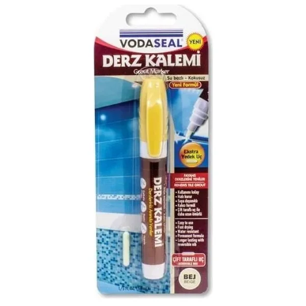 Çift Uçlu Su Bazlı Kokusuz Kalıcı Derz Kalemi Bej - Görsel 2