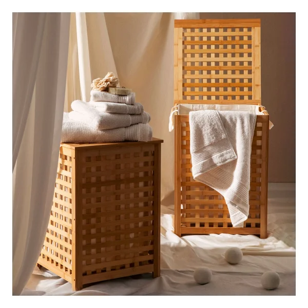 Chakra Bambu S Natural 58x40x40 Cm Çamaşır Sepeti - Görsel 2