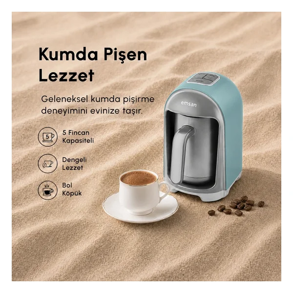 Emsan Kumda Tiffany Blue Türk Kahve Makinesi - Görsel 2