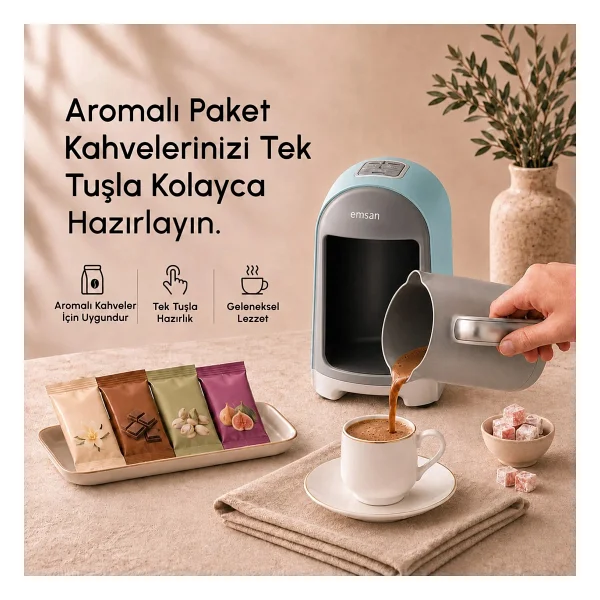 Emsan Kumda Tiffany Blue Türk Kahve Makinesi - Görsel 6
