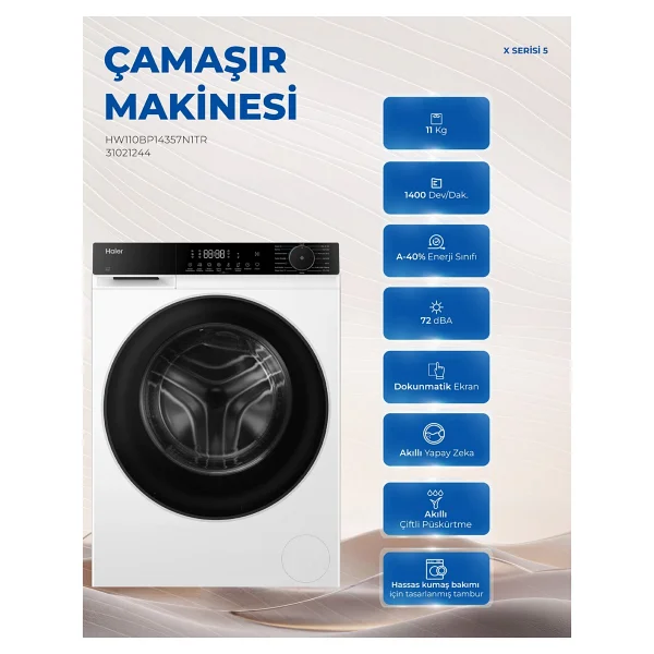 Haier HW110-BP14357NU1 1400 Devir 11 kg Çamaşır Makinesi - Görsel 4